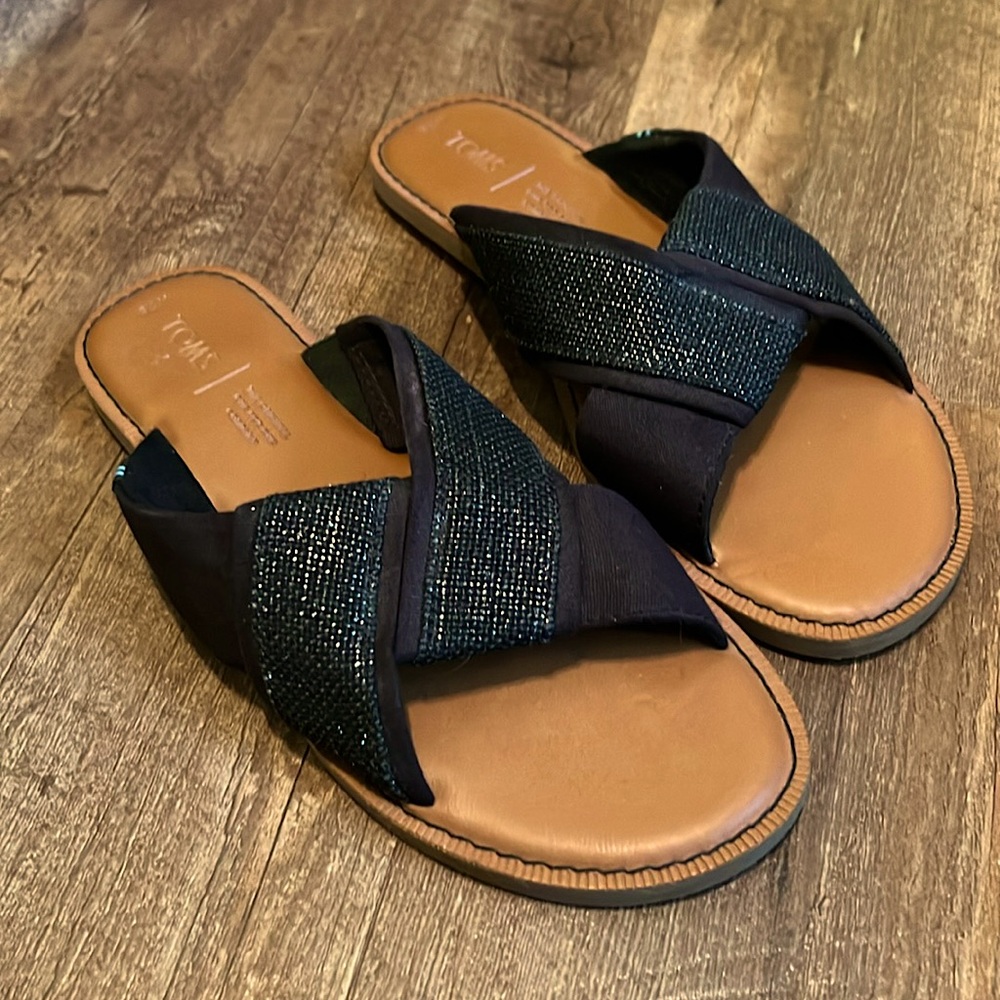 Toms Black Twist Flat Slides